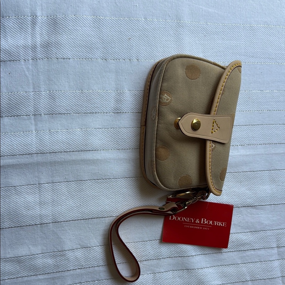 Dooney & Bourke Beige Polka Dot Wristlet